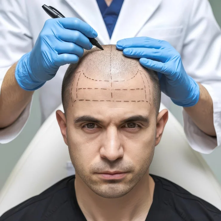 Male hair transplant procedure explanation at Varadhi Hair N Glow Hair Transplant & Skin Laser Clinic, Vijayawada, Andhra Pradesh